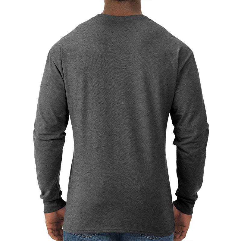 Jerzees Men's Dri-Power Cotton Blend Long Sleeve Tees, Moisture Wicking, Odor Protection, UPF 30+, Sizes S-3X, Black Heather, Large - Image 3